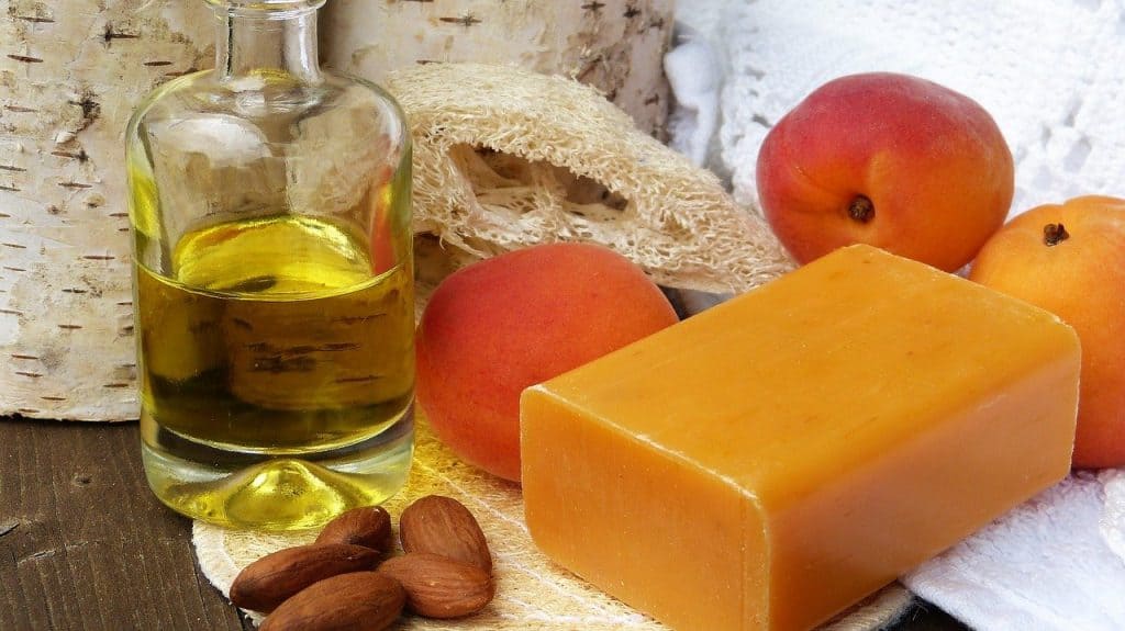 soap, oil, almonds
